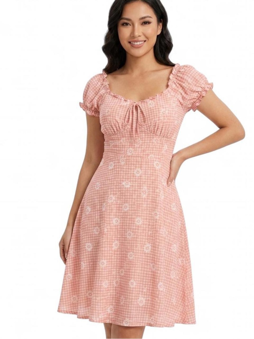 No Boundaries Pink Gingham Tie Front Mini Dress Size S Cottagecore